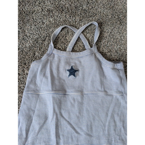 Vintage 1999 Gap Blue White Striped Cotton Star Applique Dress Large - Picture 3 of 6